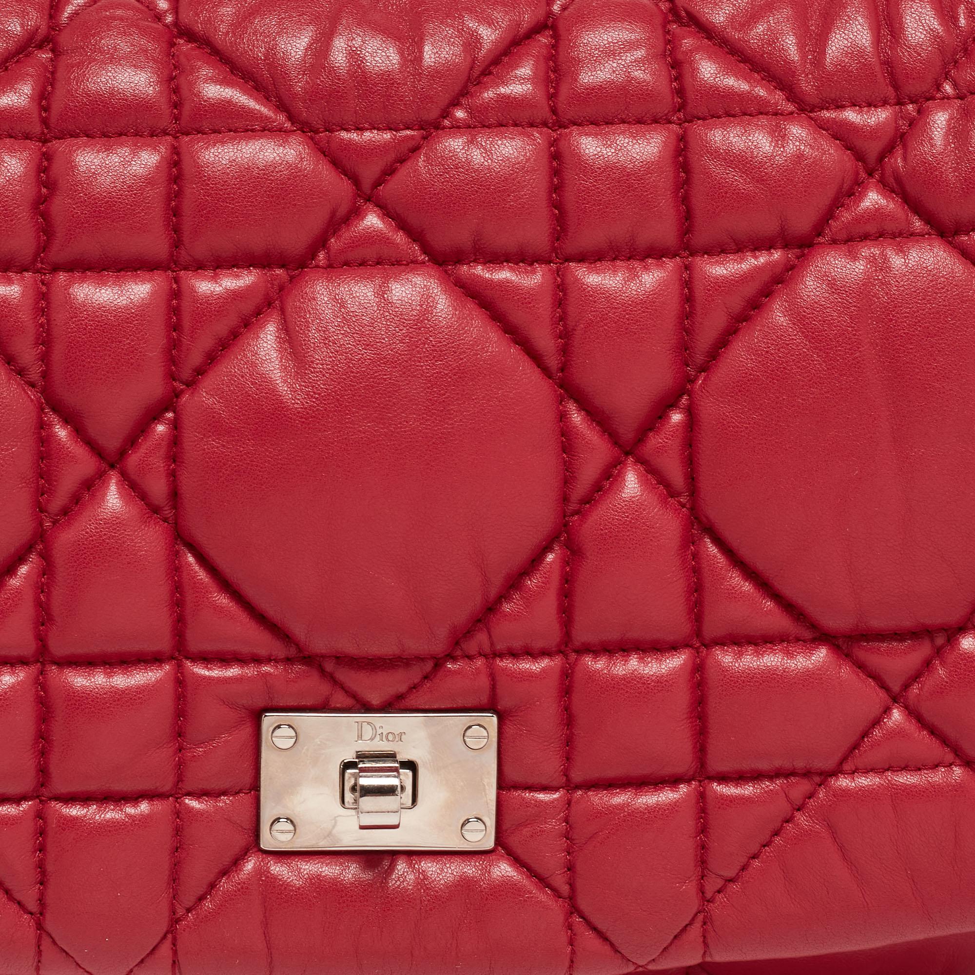 Women's Dior Red Cannage Soft Leather Milly La Forêt Shoulder Bag