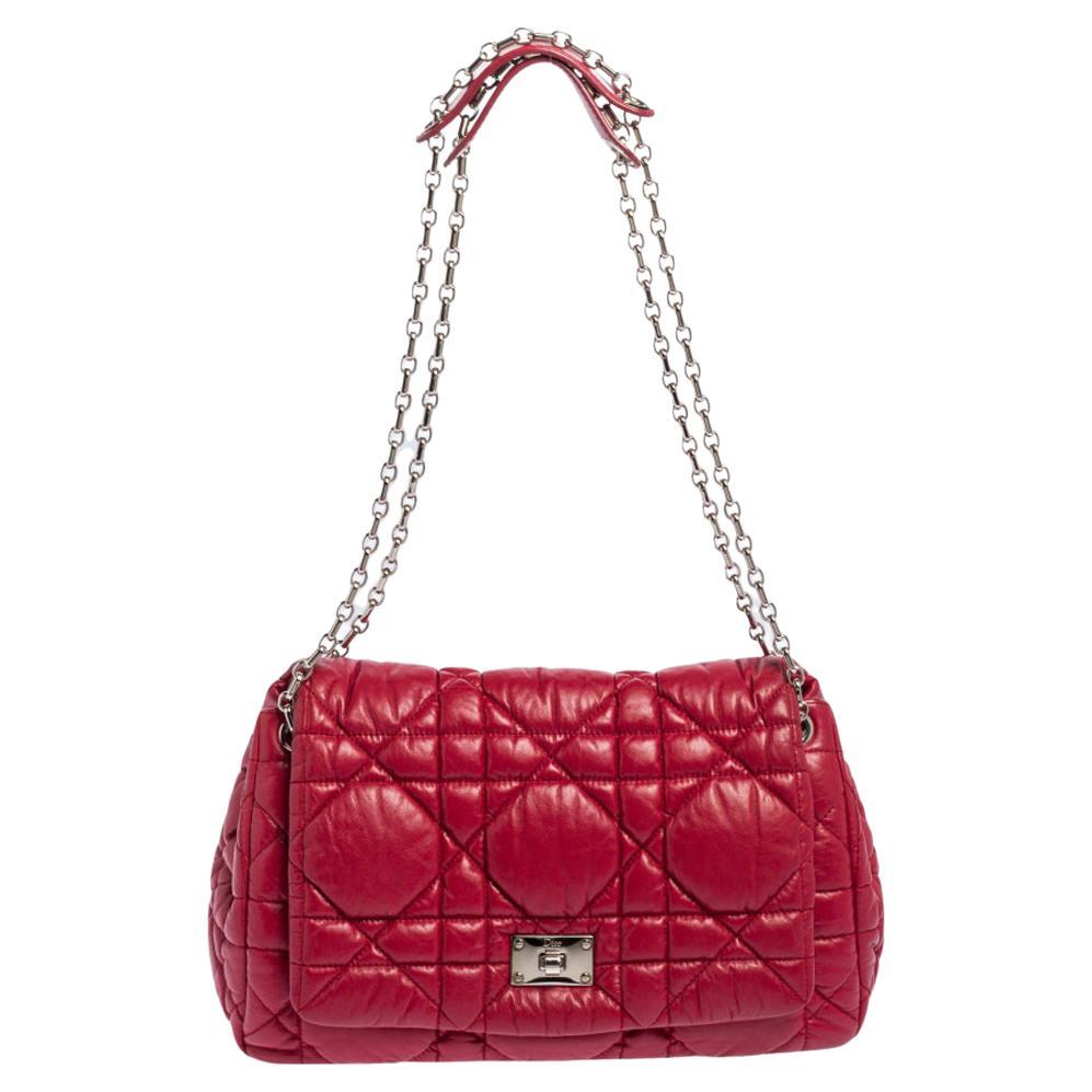 Dior Red Cannage Soft Leather Milly La Forêt Shoulder Bag