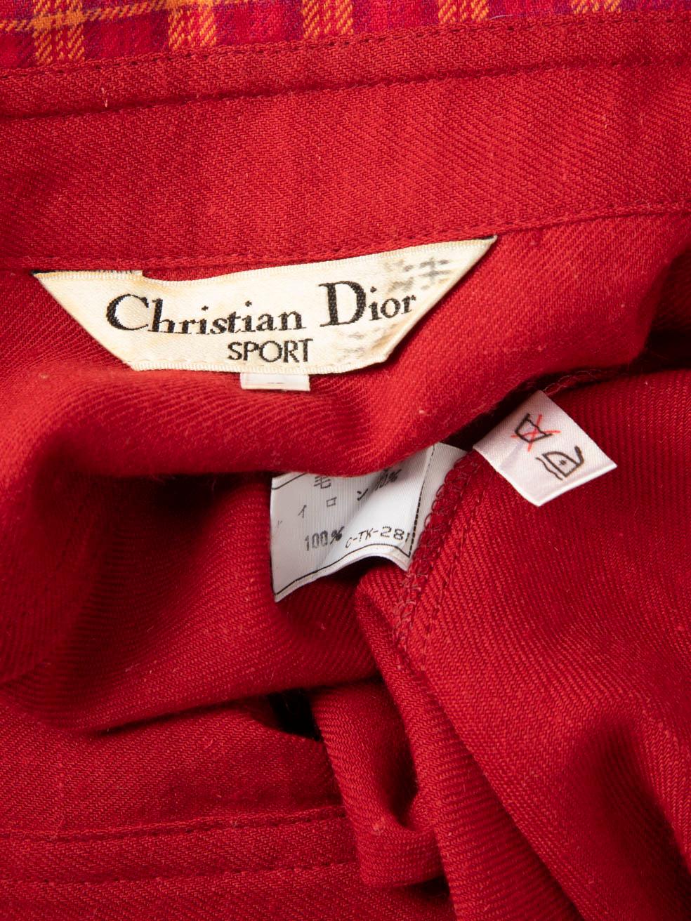 Dior Rot Check Kragen Langarmhemd Größe S im Angebot 1