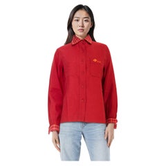 Dior Red Check Collar Long Sleeve Shirt Size S