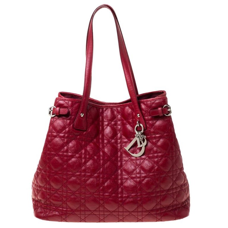 Dior Red Coated Canvas Medium Panarea Shopper Tote For Sale at 1stDibs