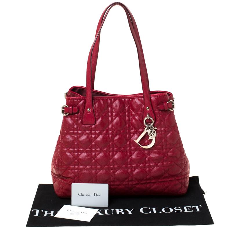 Dior Red Coated Canvas Small Panarea Tote 8