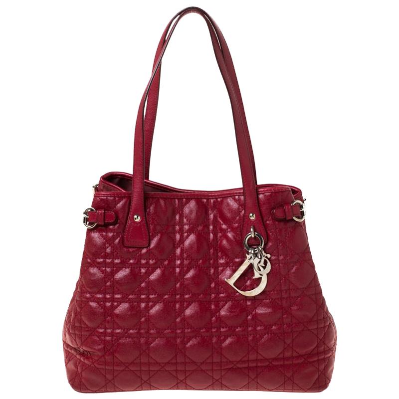 Dior Red Coated Canvas Small Panarea Tote