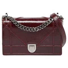 Dior Red Crackled Patent Leather Small Diorama Shoulder Bag