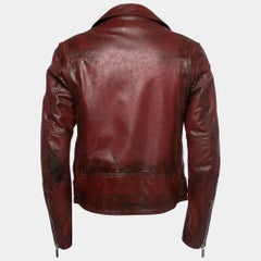 Dior Red Distressed Leather Moto Jacket