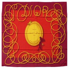 Dior Red Gold Silk Scarf, Vintage Christian Dior from the 1990s
