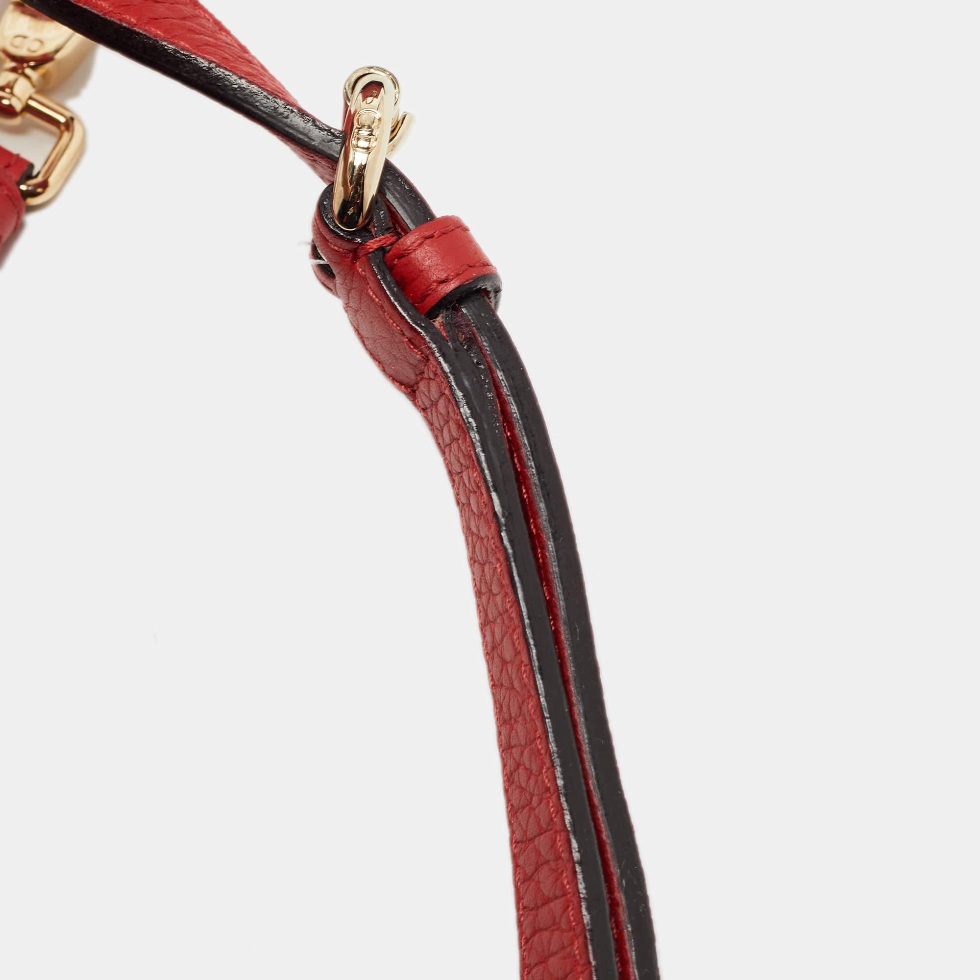Dior Red Grained Leather Mini Diorissimo Tote 8