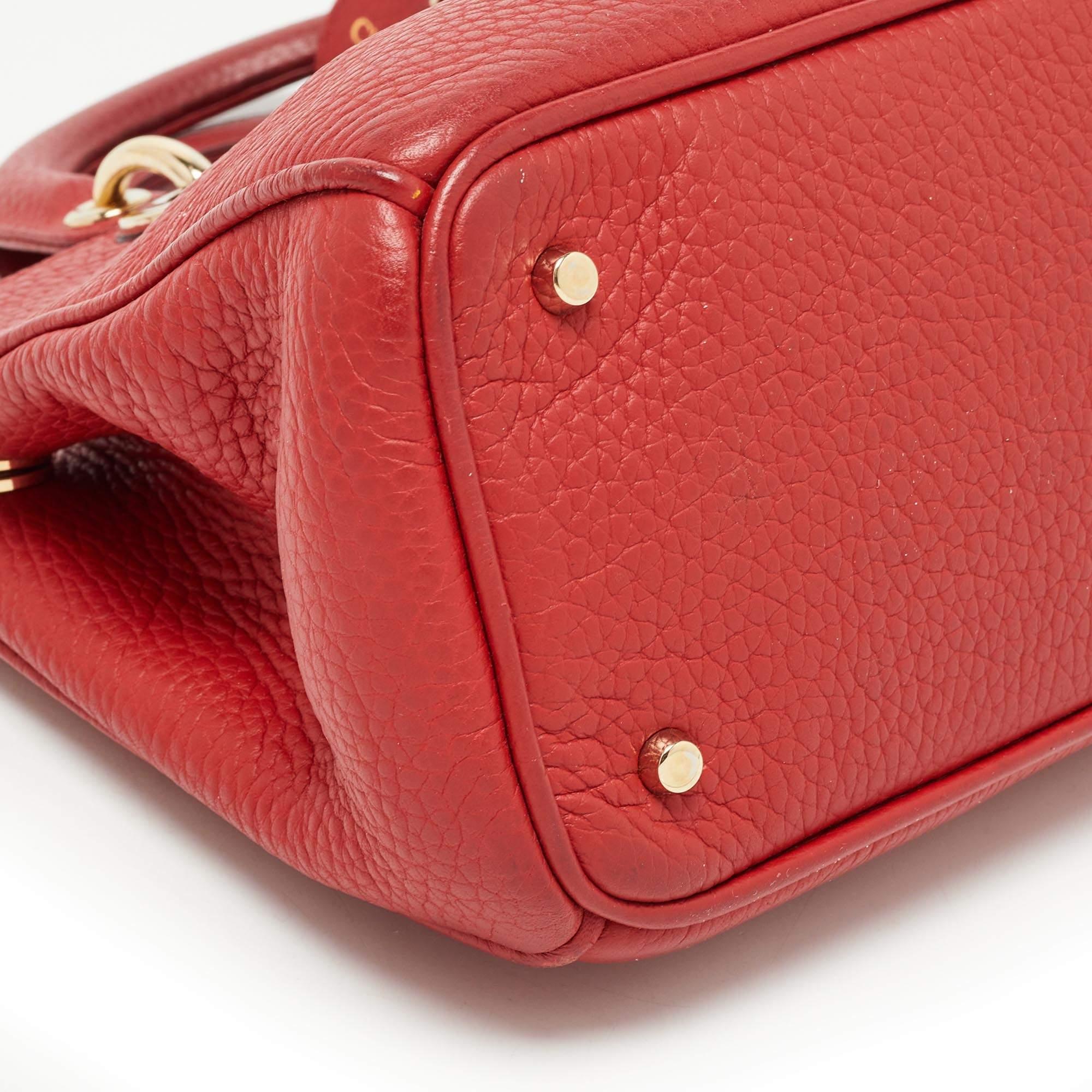 Dior Red Grained Leather Mini Diorissimo Tote 11