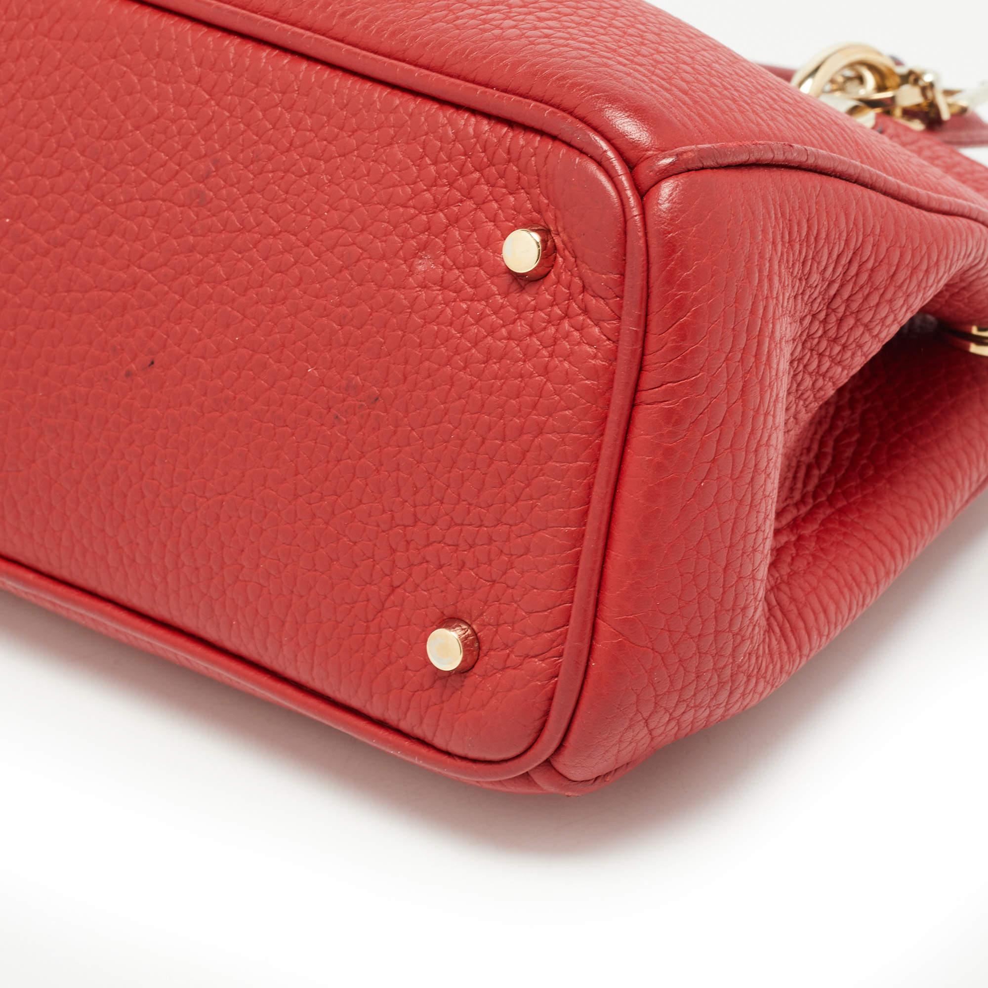 Dior Red Grained Leather Mini Diorissimo Tote 12