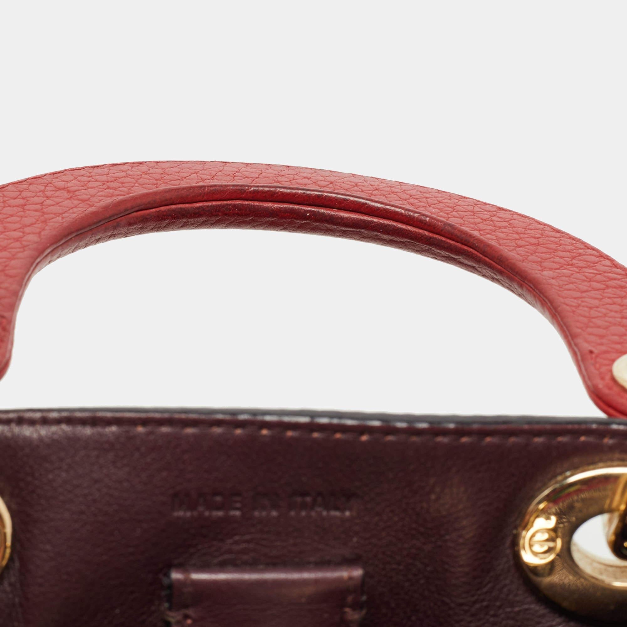 Dior Red Grained Leather Mini Diorissimo Tote 4