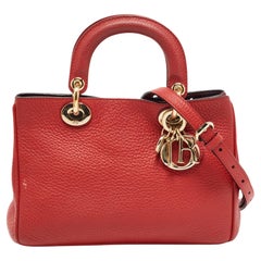 Dior Red Grained Leather Mini Diorissimo Tote