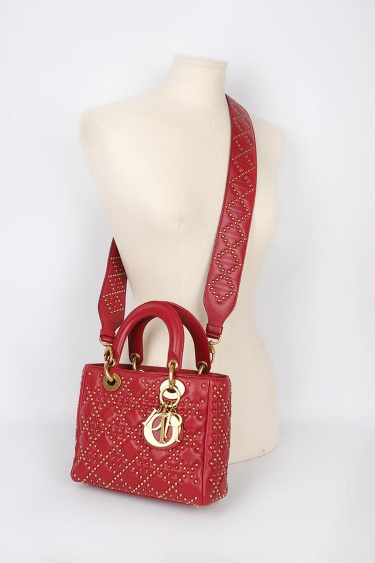 Dior Red Leather Bag with Golden Metal, 2017 For Sale 6