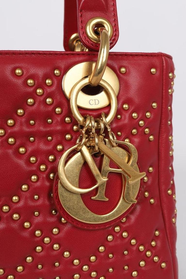 Dior Rote Ledertasche mit goldenem Metall, 2017 im Angebot 1