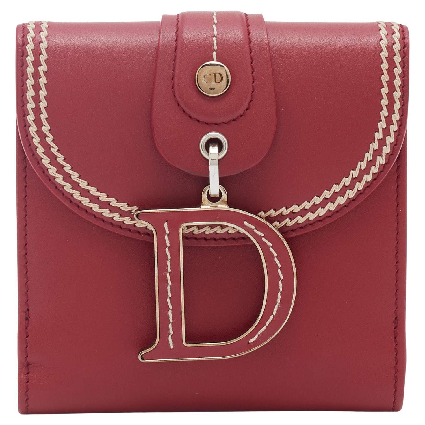 Dior Red Leather Bifold Wallet