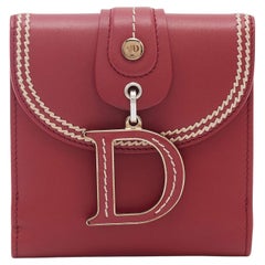 Portefeuille en cuir rouge Dior