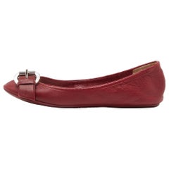 Dior Red Leather Buckle Ballet Flats Size 37