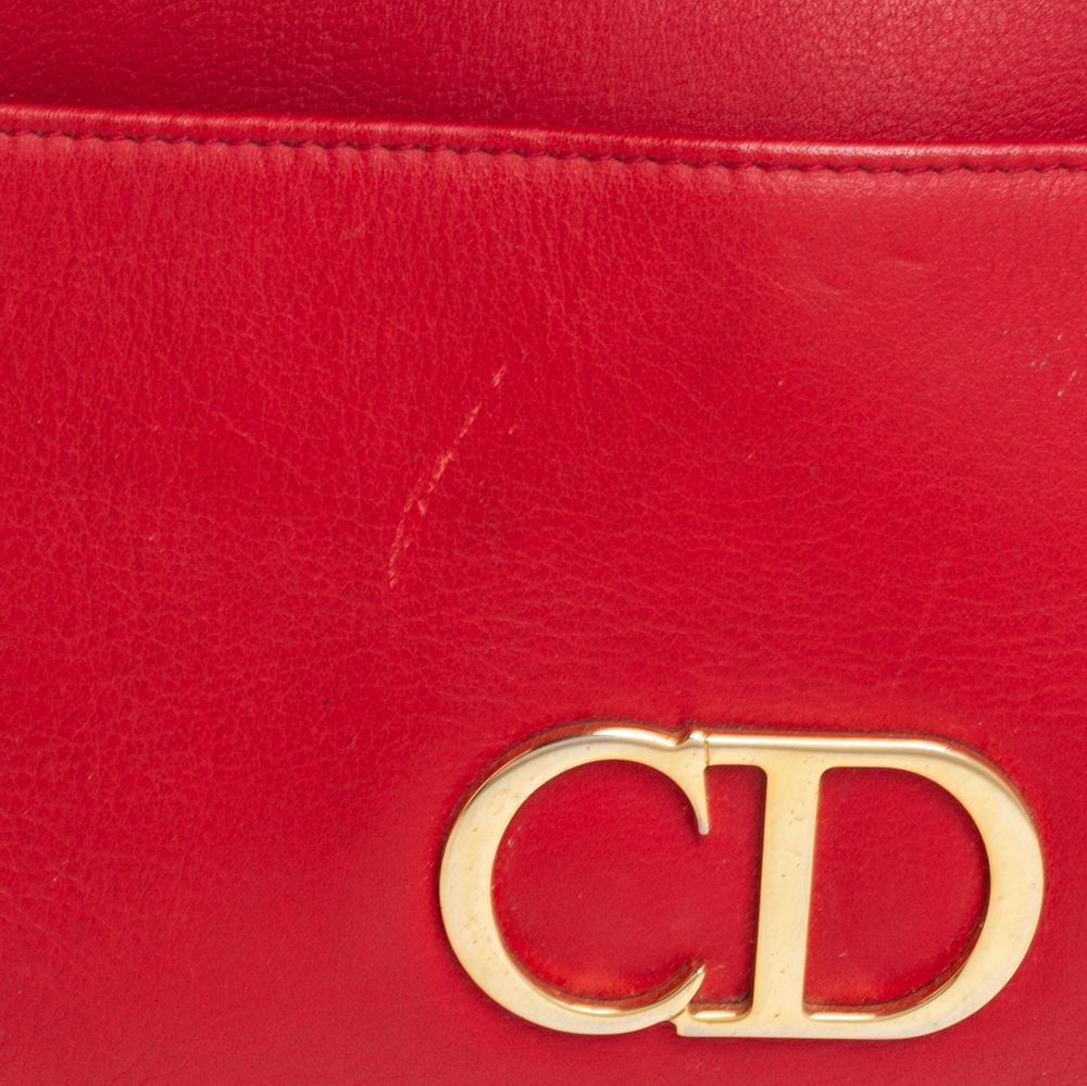 Dior Red Leather CD Logo Satchel 2