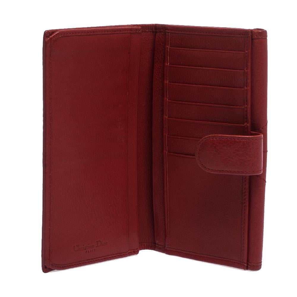 Dior Red Leather Continental Wallet 4
