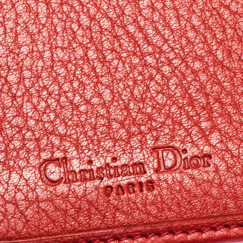 Dior Red Leather Continental Wallet In Good Condition In Dubai, Al Qouz 2