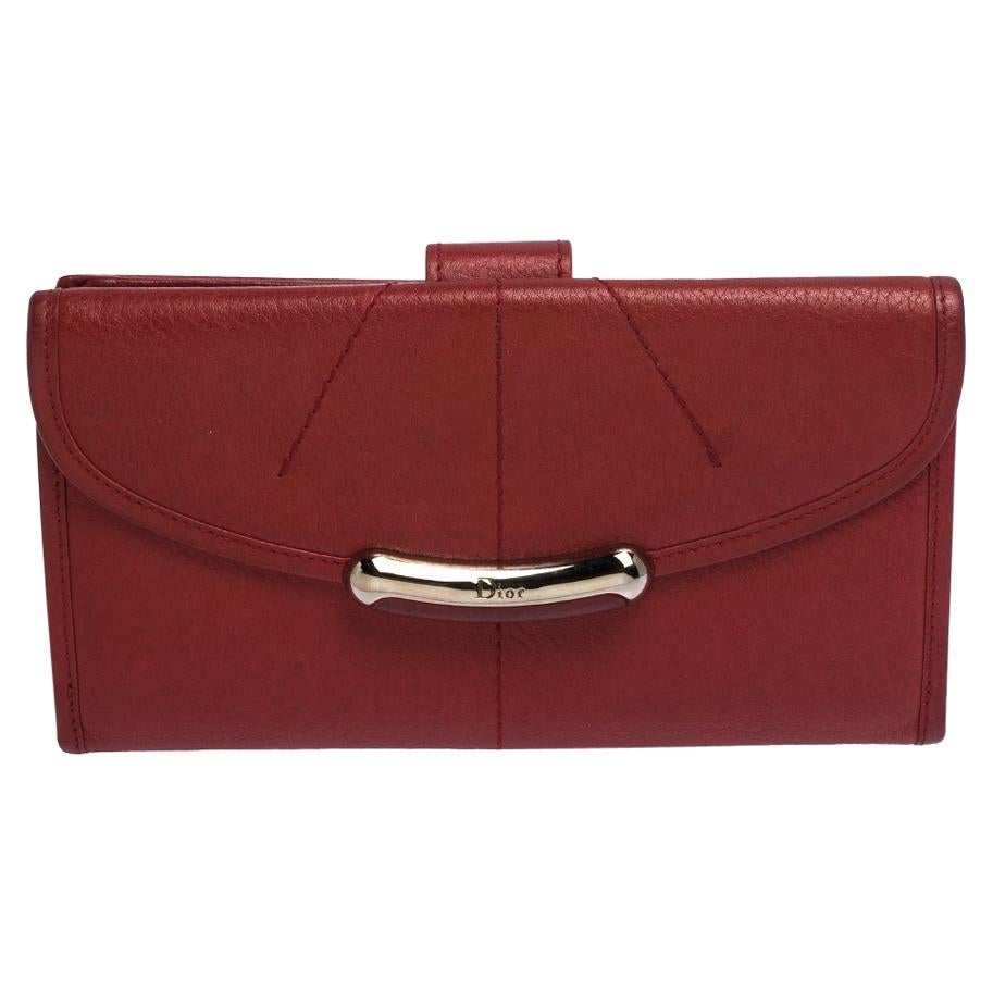 Dior Red Leather Continental Wallet