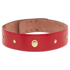 Dior Red Leather Embellished Wide Waist Belt 106CM