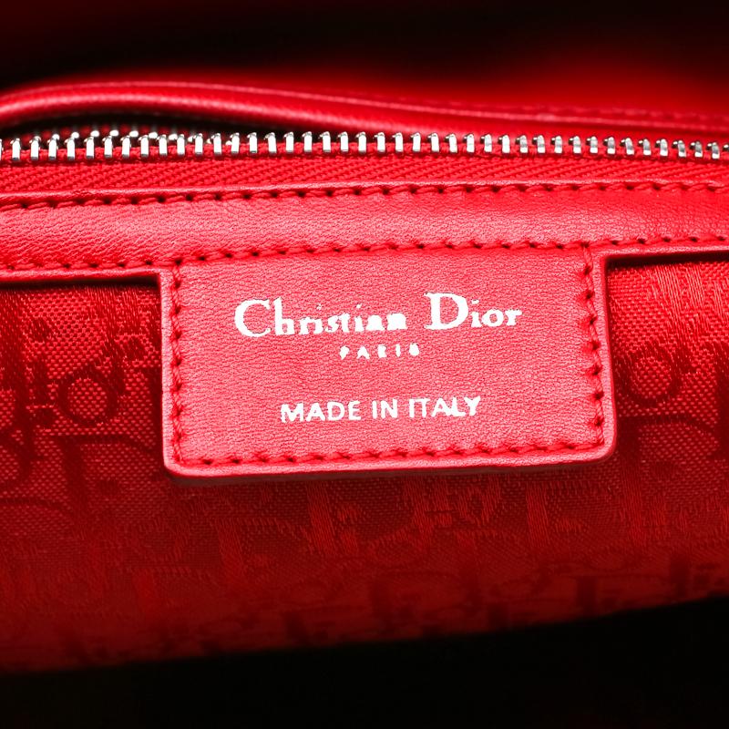 Dior Red Leather Extra Large Lady Dior Tote 3
