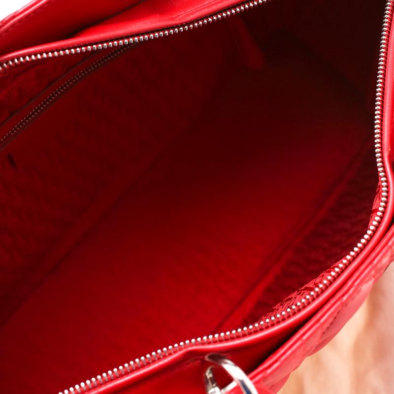 Dior Red Leather Extra Large Lady Dior Tote 4