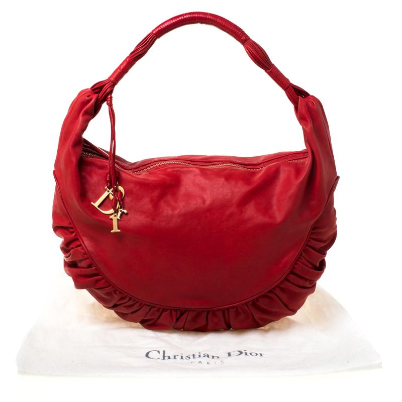 Dior Red Leather Gypsy Hobo 7