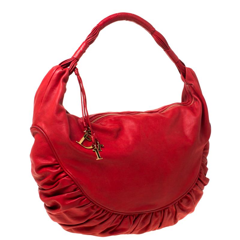 Dior Red Leather Gypsy Hobo 1