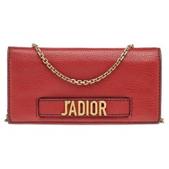 Dior Red Leather J'adior Wallet On Chain