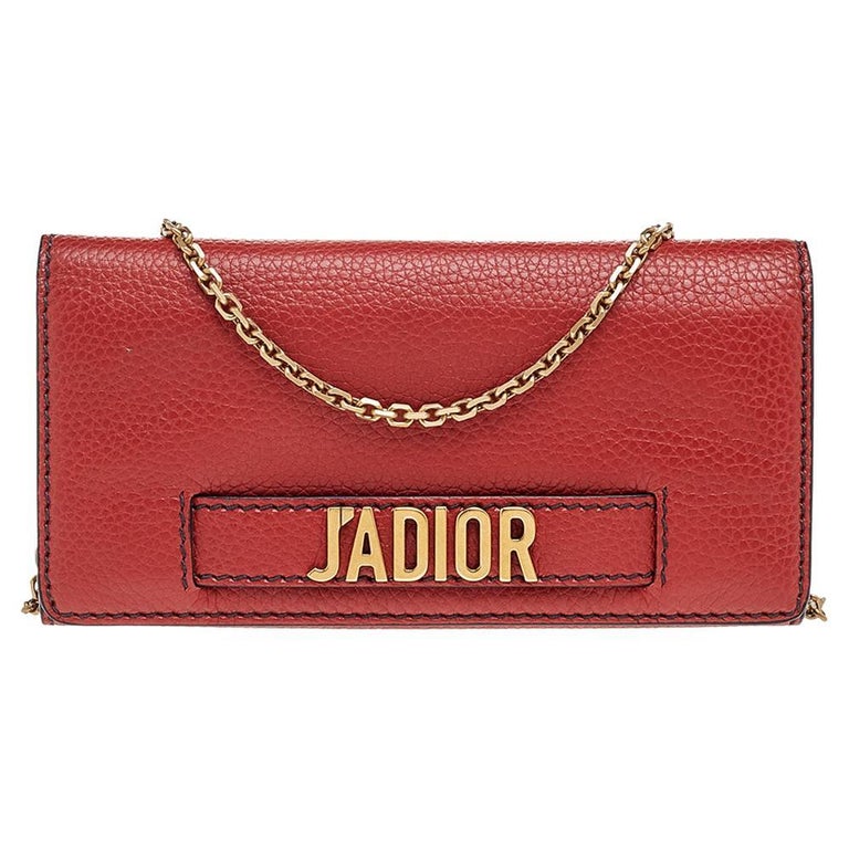 Dior Red Leather J'adior Wallet On Chain at 1stDibs