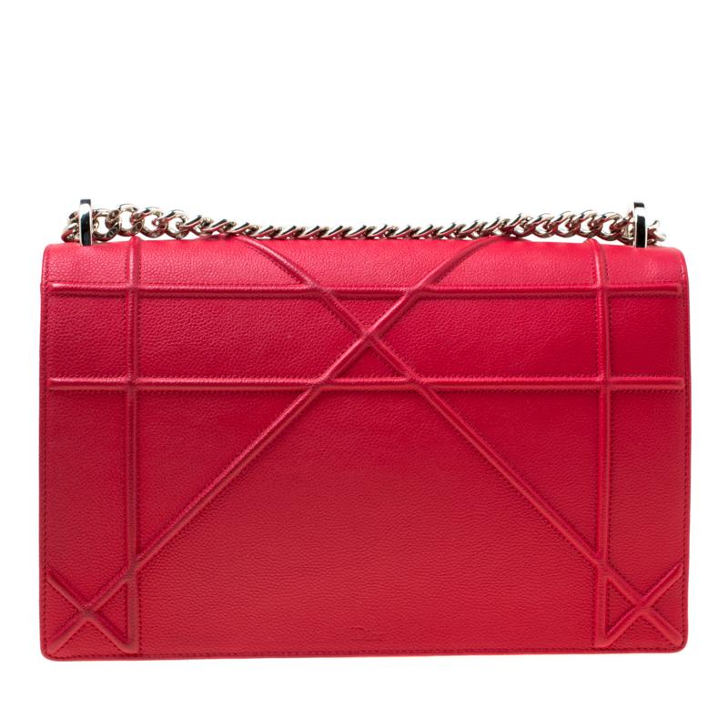 Dior Red Leather Large Diorama Flap Shoulder bag at 1stDibs