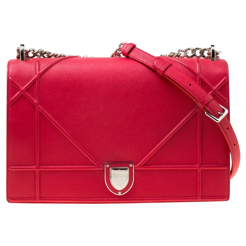 Dior Red Leather Large Diorama Flap Shoulder bag at 1stDibs