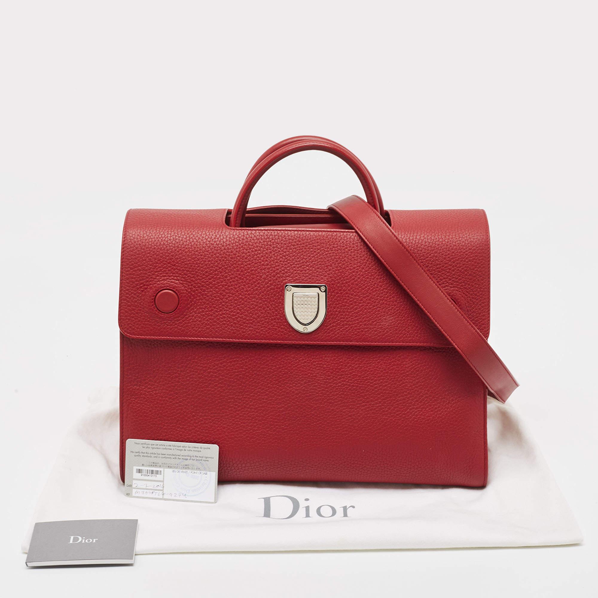 Dior Red Leather Large Diorever Top Handle Bag For Sale 6