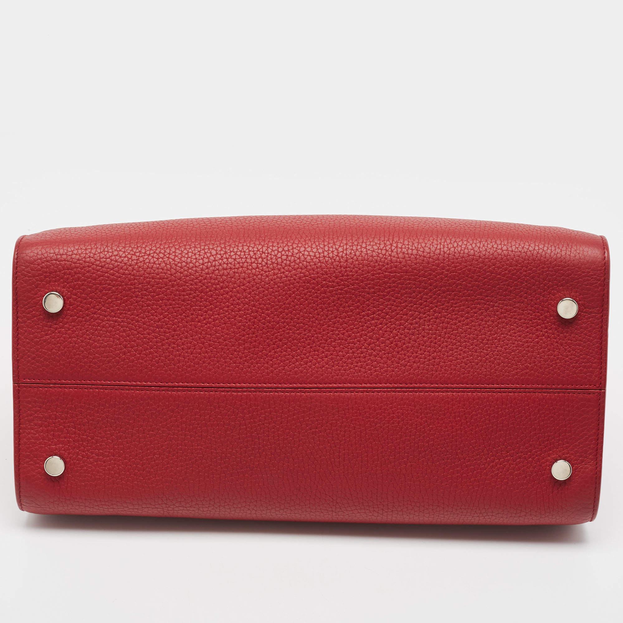 Dior Red Leather Large Diorever Top Handle Bag For Sale 1