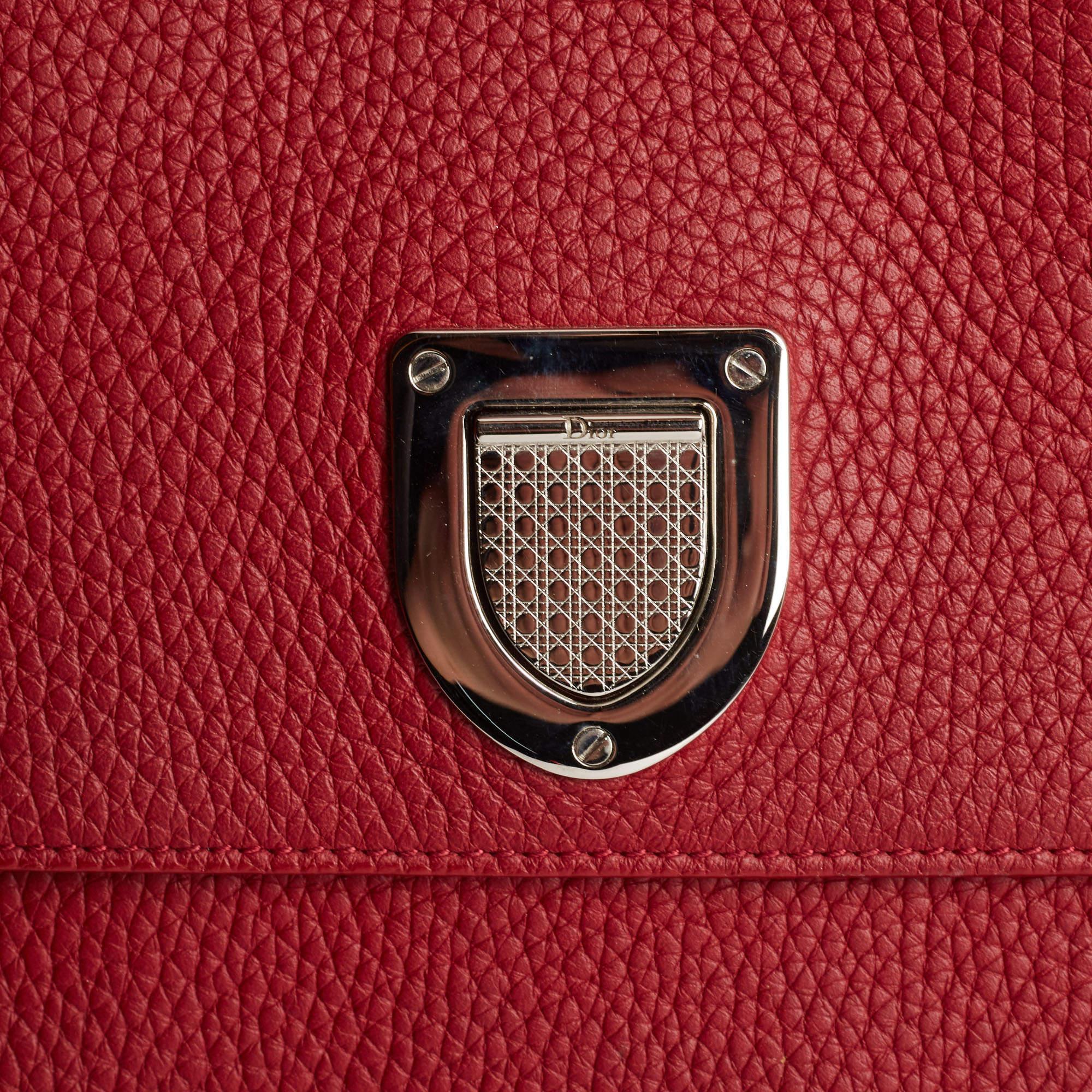 Dior Große Diorever Top Handle Bag aus rotem Leder im Angebot 3