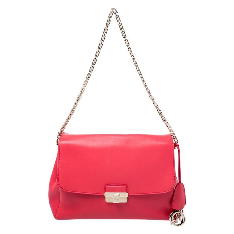 Dior Red Leather Large Diorling Shoulder Bag