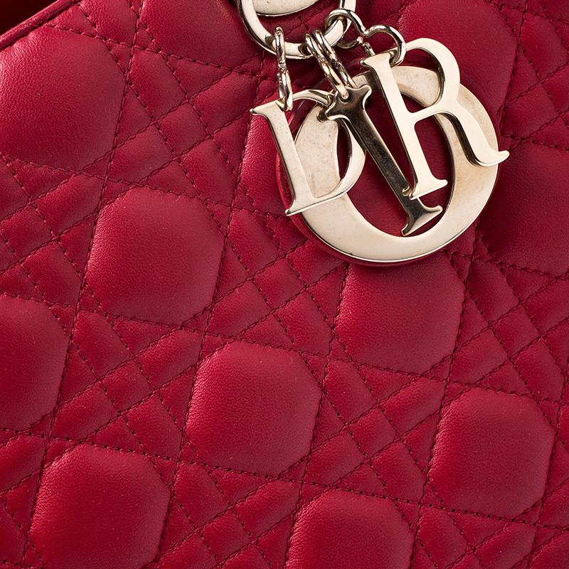 Dior Red Leather Large Lady Dior Tote 3
