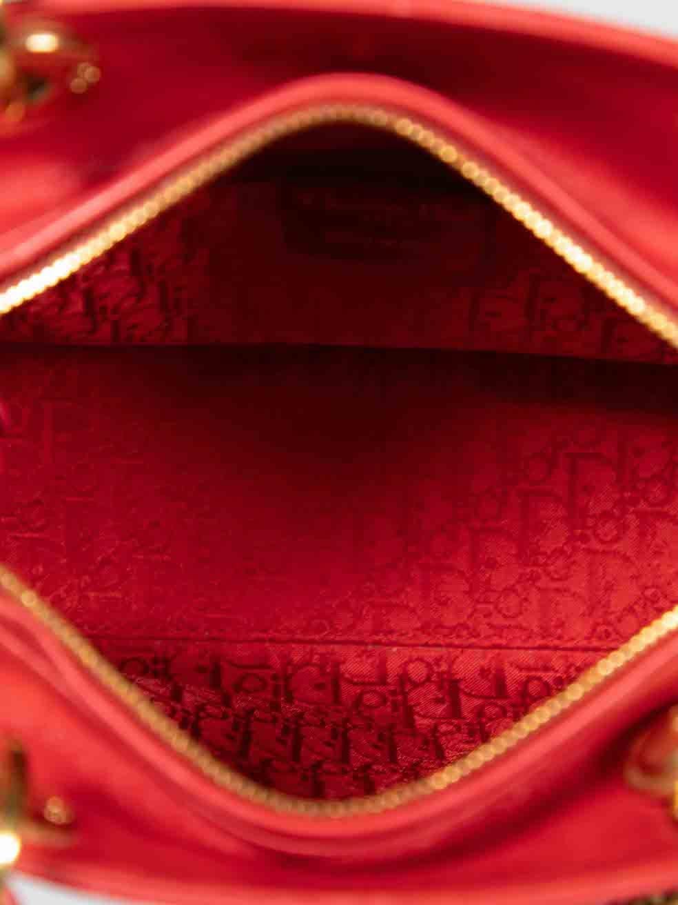 Dior Red Leather Laser Cut Medium Lady Dior Bag For Sale 1