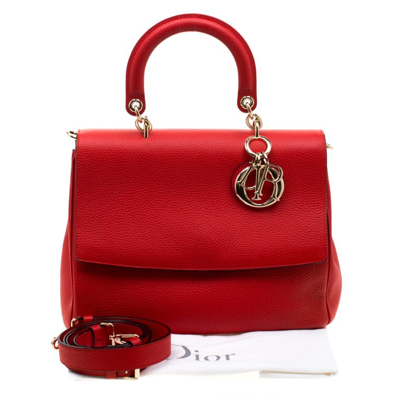 Dior Red Leather Medium Be Dior Top Handle Bag 5