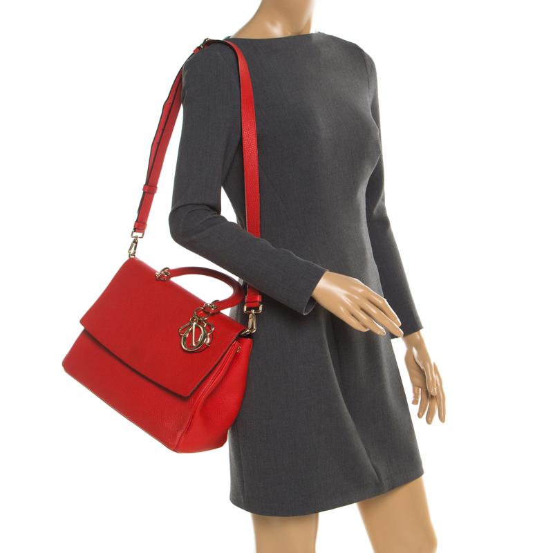 Dior Red Leather Medium Be Dior Top Handle Bag In Good Condition In Dubai, Al Qouz 2