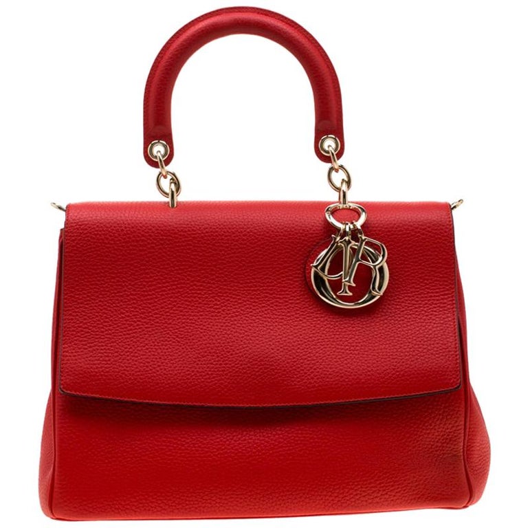 Dior Red Leather Medium Be Dior Top Handle Bag For Sale at 1stDibs