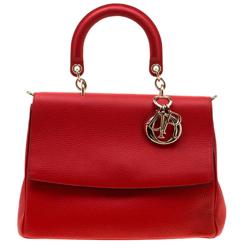 Dior Red Leather Medium Be Dior Top Handle Bag at 1stDibs | dior red ...