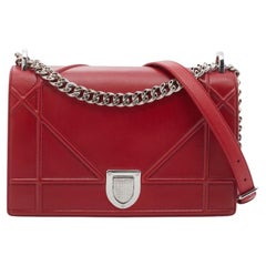 Dior Red Leather Medium Diorama Flap Bag