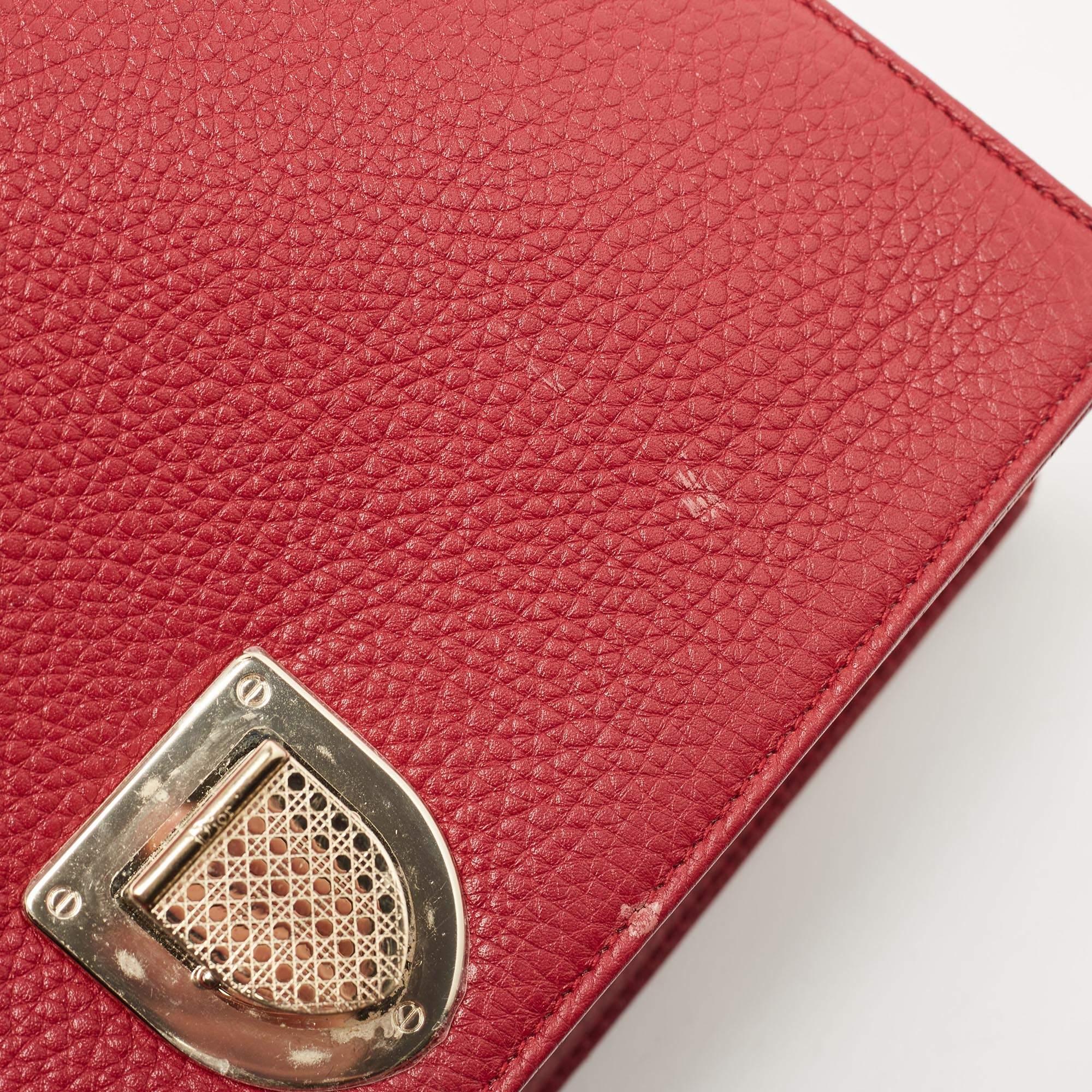 Dior Red Leather Medium Diorama Shoulder Bag 11