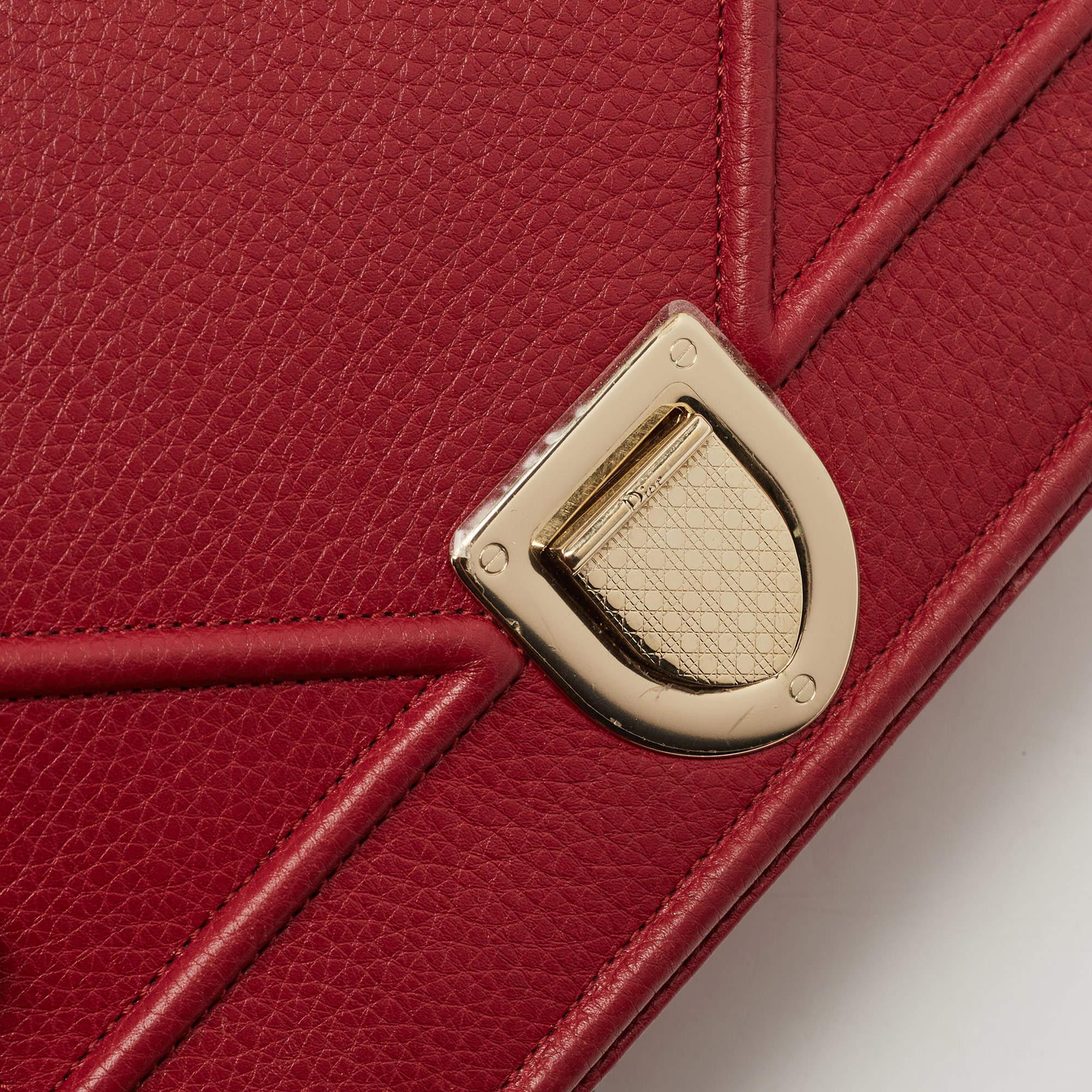 Dior Red Leather Medium Diorama Shoulder Bag 12