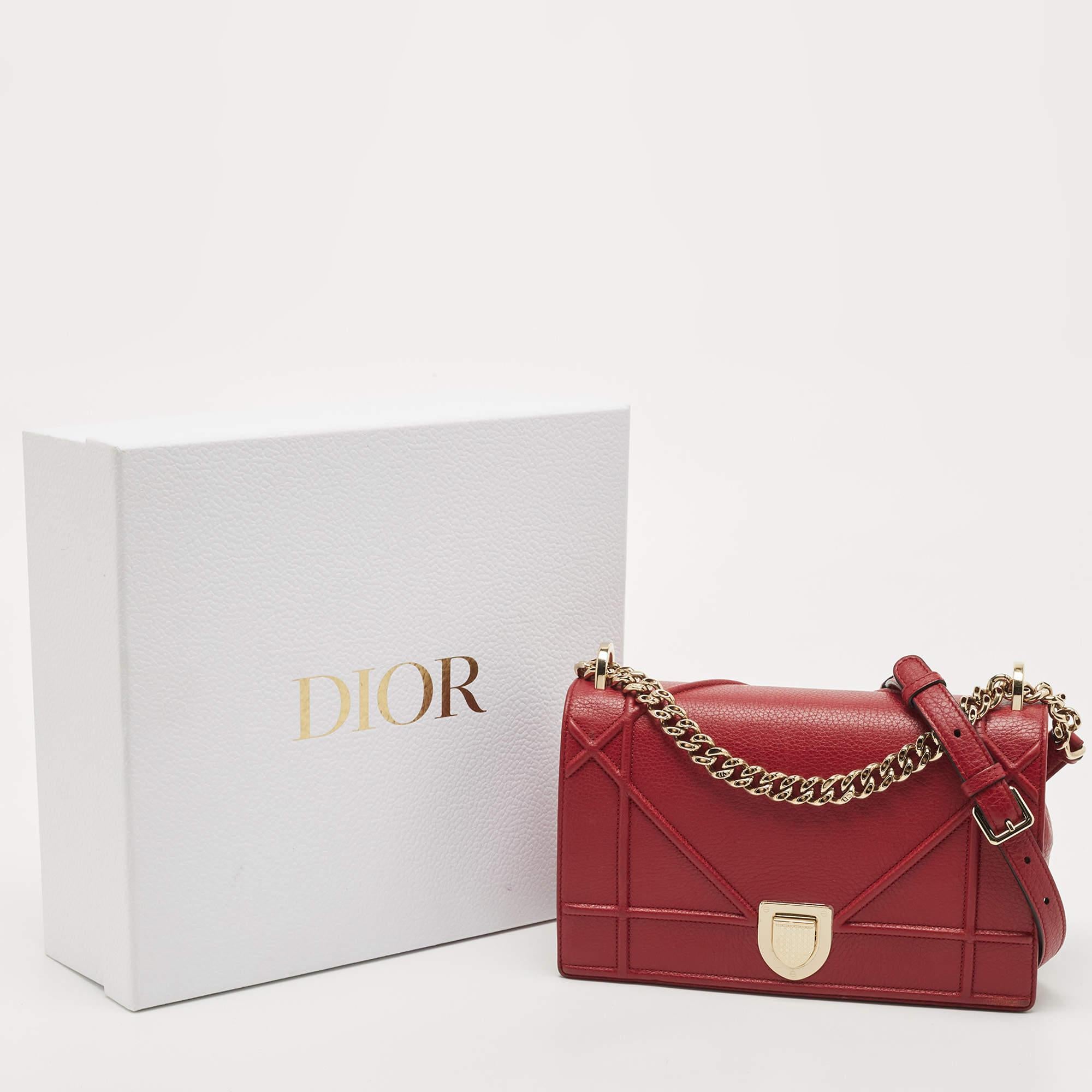 Dior Red Leather Medium Diorama Shoulder Bag 13