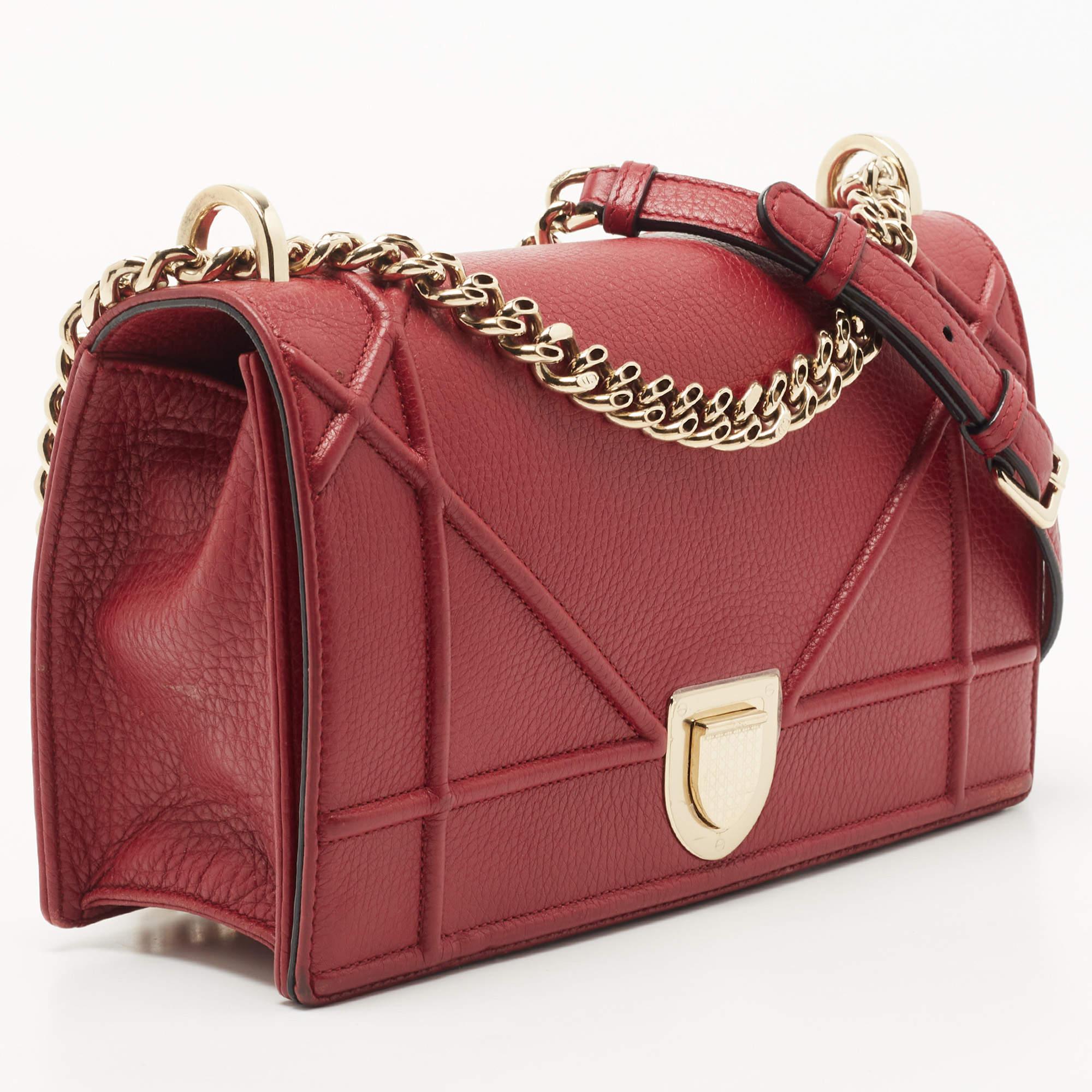 Dior Red Leather Medium Diorama Shoulder Bag 1