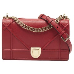 Dior Red Leather Medium Diorama Shoulder Bag