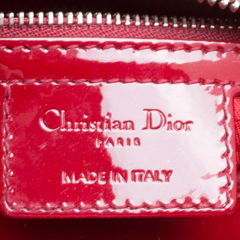 Dior Red Leather Medium Lady Dior Tote 6